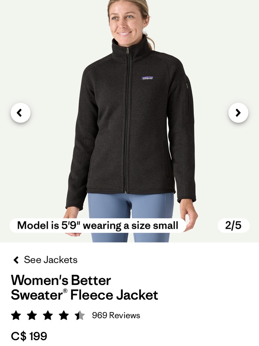 Patagonia Better Sweater Black Fleece Full Zip Jacket